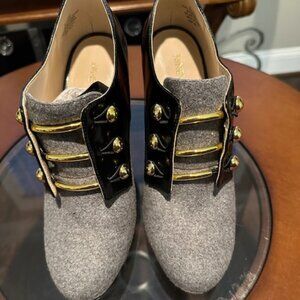 NINE WEST GRAY AND BLACK WOMEN'S SHOE BOOT. ROUND TOE - SIZE 8.5